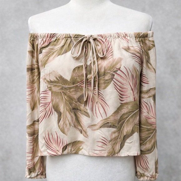 Billabong Light It Up Tropical Off Shoulder Blouse M NWT - Picture 2 of 11